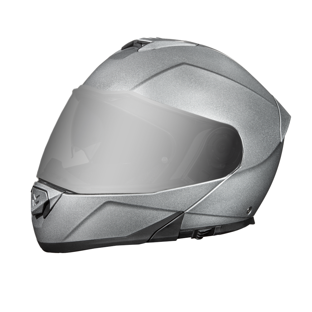 Daytona Glide Modular Motorcycle Helmet - DOT Approved, Bluetooth Ready, Dual Visor, Men/Women/Youth- Silver Metallic