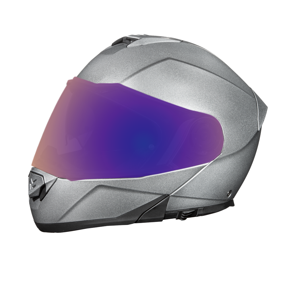 Daytona Glide Modular Motorcycle Helmet - DOT Approved, Bluetooth Ready, Dual Visor, Men/Women/Youth- Silver Metallic