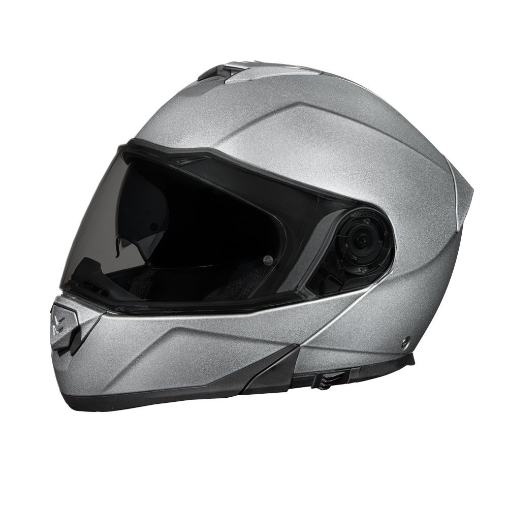 Daytona Glide Modular Motorcycle Helmet - DOT Approved, Bluetooth Ready, Dual Visor, Men/Women/Youth- Silver Metallic