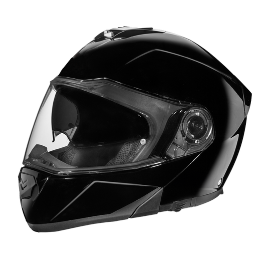 Daytona Glide Modular Motorcycle Helmet - DOT Approved, Bluetooth Ready, Dual Visor, Men/Women/Youth - Hi-Gloss Black