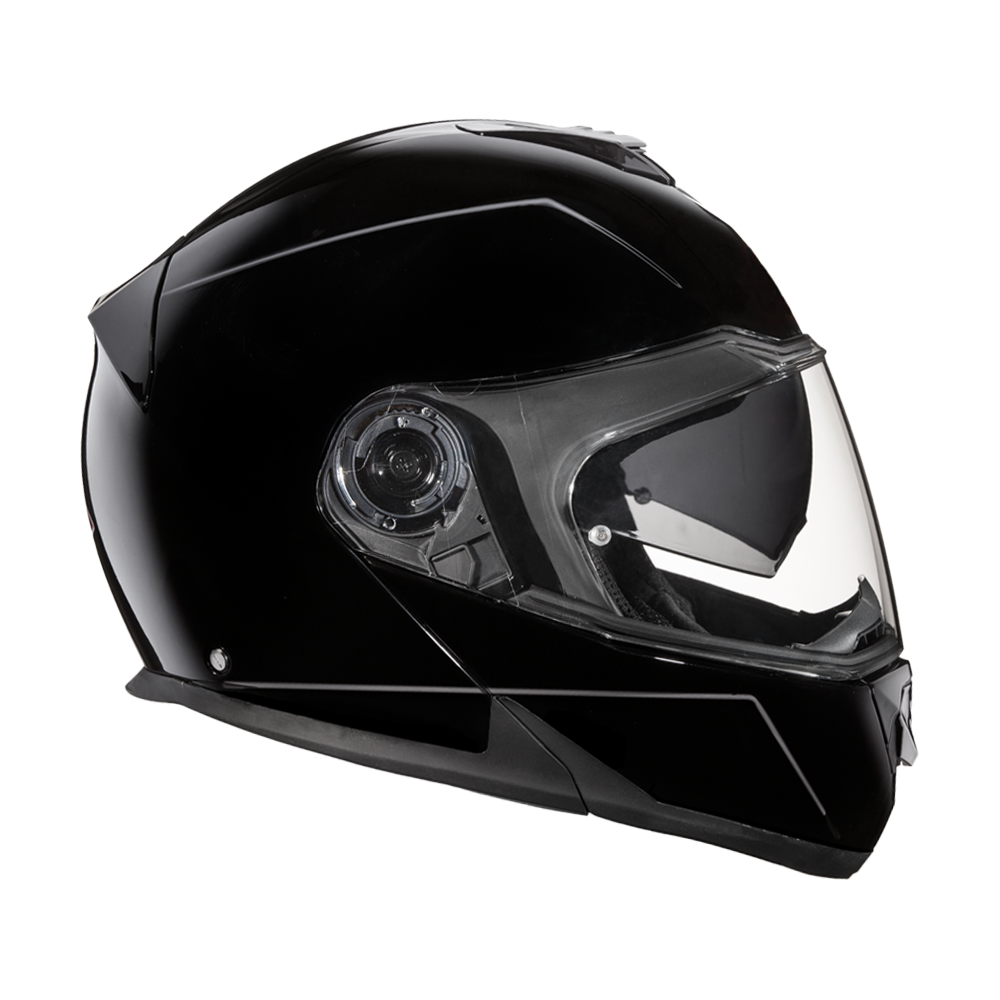 Daytona Glide Modular Motorcycle Helmet - DOT Approved, Bluetooth Ready, Dual Visor, Men/Women/Youth - Hi-Gloss Black