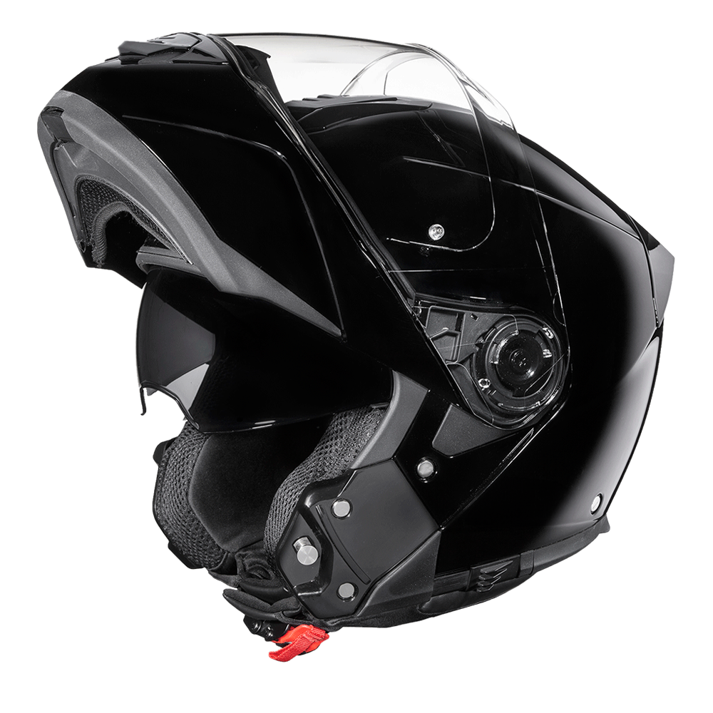 Daytona Glide Modular Motorcycle Helmet - DOT Approved, Bluetooth Ready, Dual Visor, Men/Women/Youth - Hi-Gloss Black