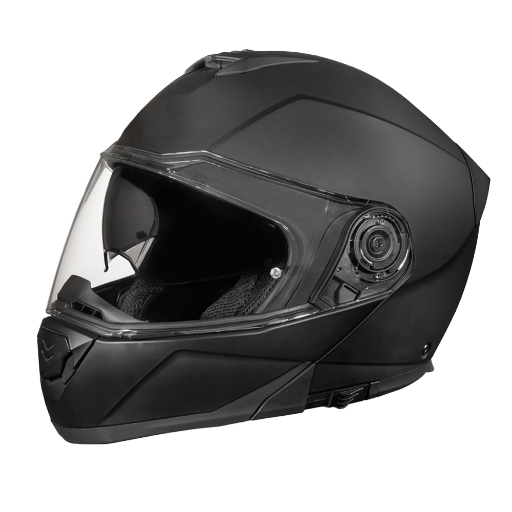 Daytona Glide Modular Motorcycle Helmet - DOT Approved, Bluetooth Ready, Dual Visor, Men/Women/Youth - Dull Black