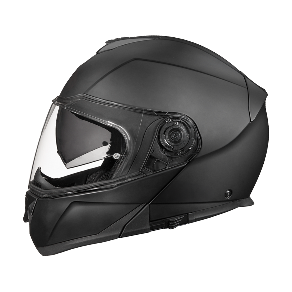 Daytona Glide Modular Motorcycle Helmet - DOT Approved, Bluetooth Ready, Dual Visor, Men/Women/Youth - Dull Black