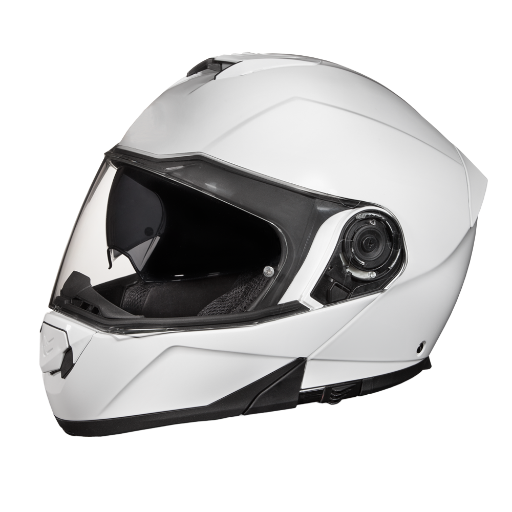 Daytona Glide Modular Motorcycle Helmet - DOT Approved, Bluetooth Ready, Dual Visor, Men/Women/Youth - Hi-Gloss White