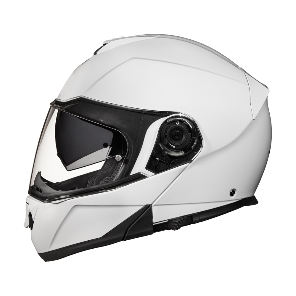 Daytona Glide Modular Motorcycle Helmet - DOT Approved, Bluetooth Ready, Dual Visor, Men/Women/Youth - Hi-Gloss White