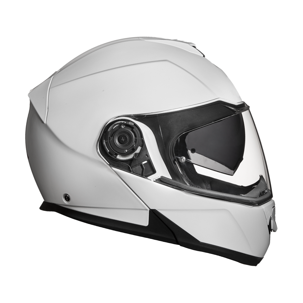 Daytona Glide Modular Motorcycle Helmet - DOT Approved, Bluetooth Ready, Dual Visor, Men/Women/Youth - Hi-Gloss White