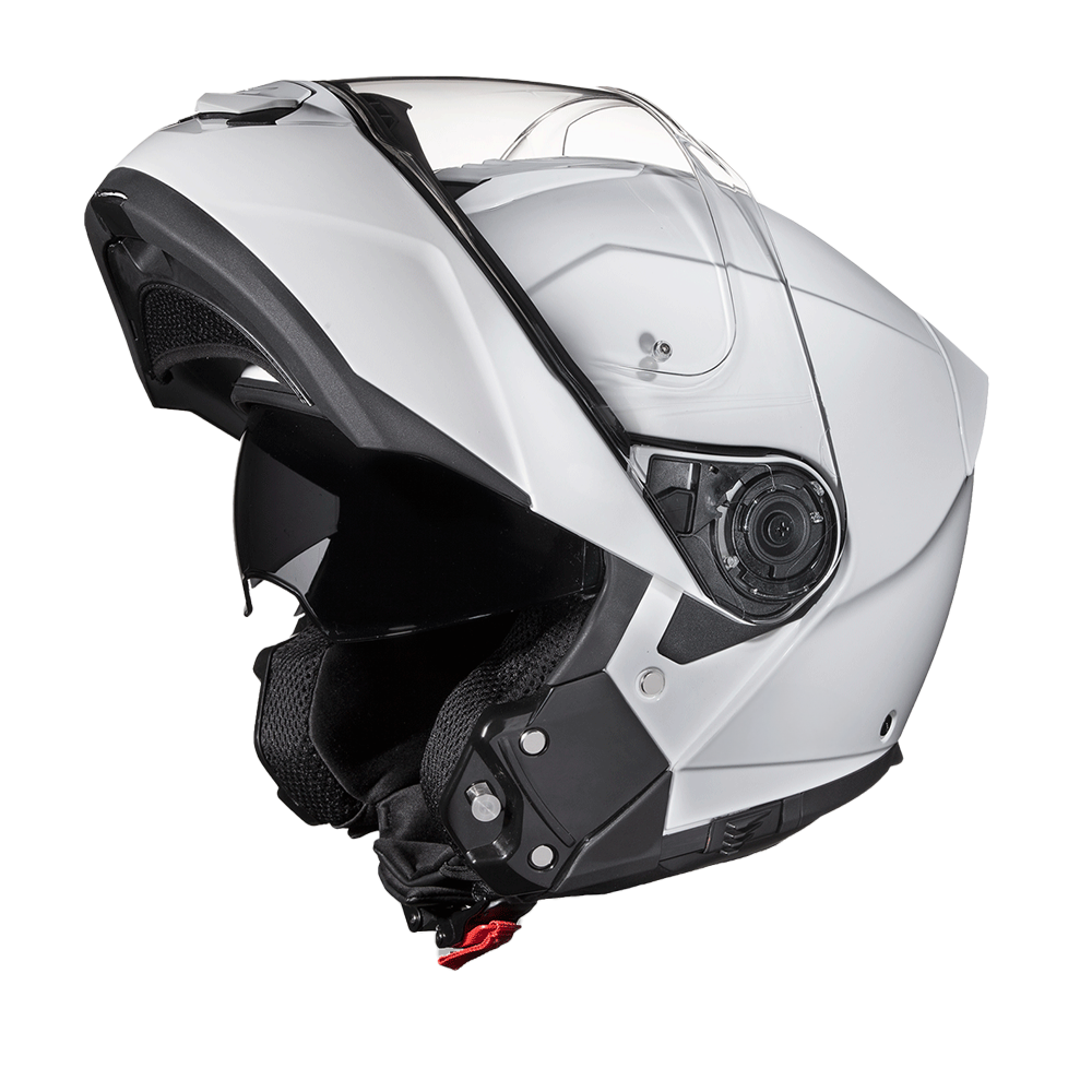 Daytona Glide Modular Motorcycle Helmet - DOT Approved, Bluetooth Ready, Dual Visor, Men/Women/Youth - Hi-Gloss White