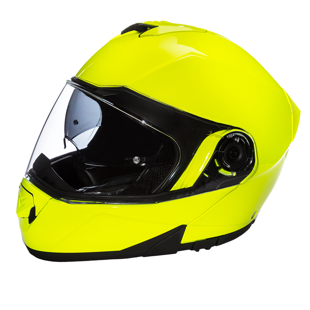 Daytona Glide Modular Motorcycle Helmet - DOT Approved, Bluetooth Ready, Dual Visor, Men/Women/Youth - Fluorescent Yellow