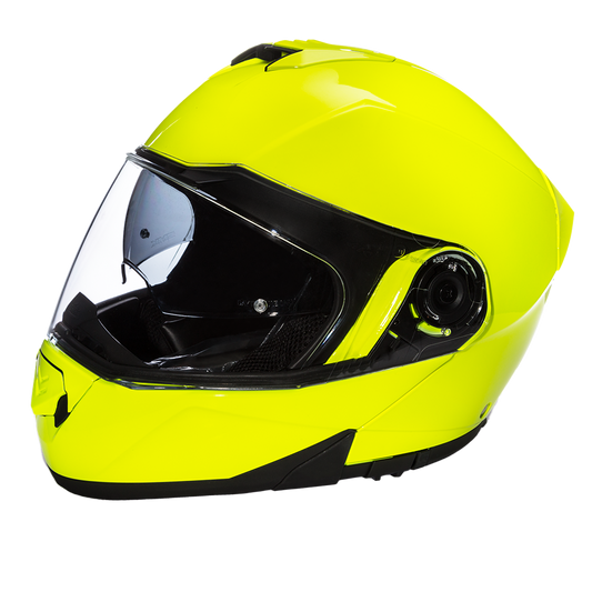 Daytona Glide Modular Motorcycle Helmet - DOT Approved, Bluetooth Ready, Dual Visor, Men/Women/Youth - Fluorescent Yellow