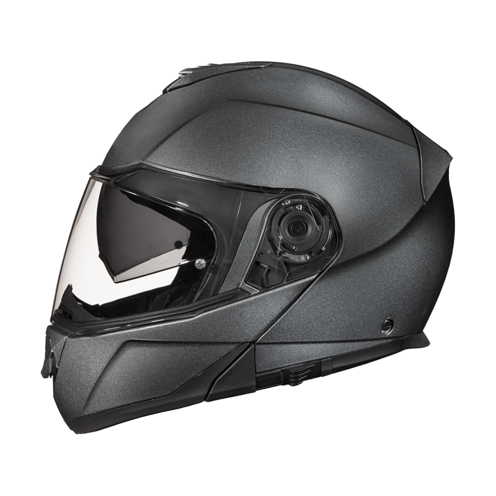 Daytona Glide Modular Motorcycle Helmet - DOT Approved, Bluetooth Ready, Dual Visor, Men/Women/Youth - Gun Metal Grey Metallic