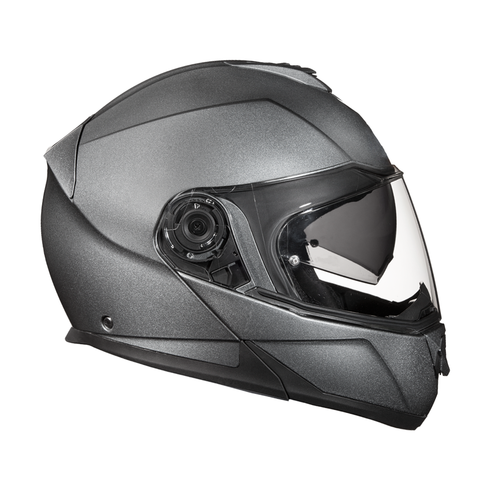 Daytona Glide Modular Motorcycle Helmet - DOT Approved, Bluetooth Ready, Dual Visor, Men/Women/Youth - Gun Metal Grey Metallic