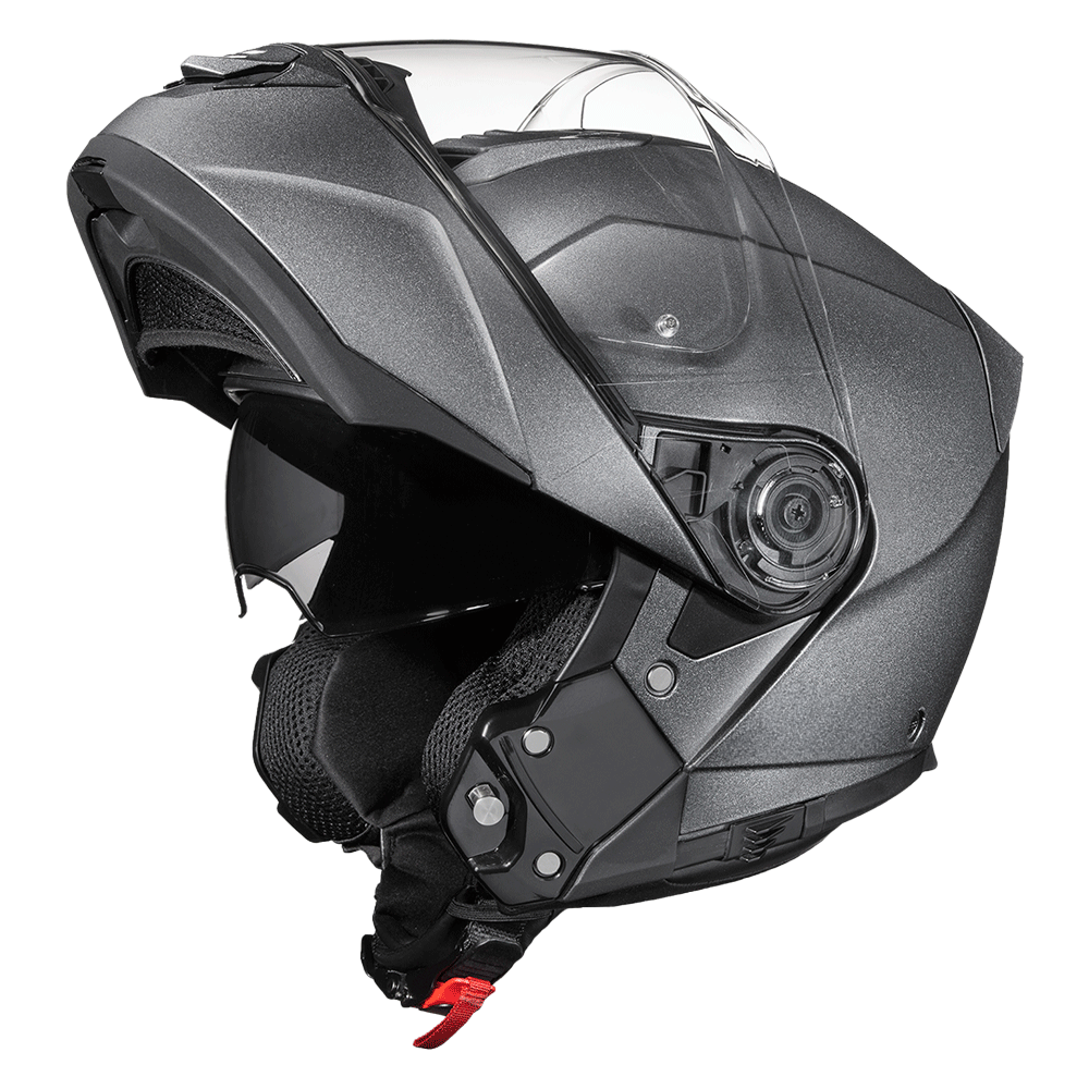 Daytona Glide Modular Motorcycle Helmet - DOT Approved, Bluetooth Ready, Dual Visor, Men/Women/Youth - Gun Metal Grey Metallic