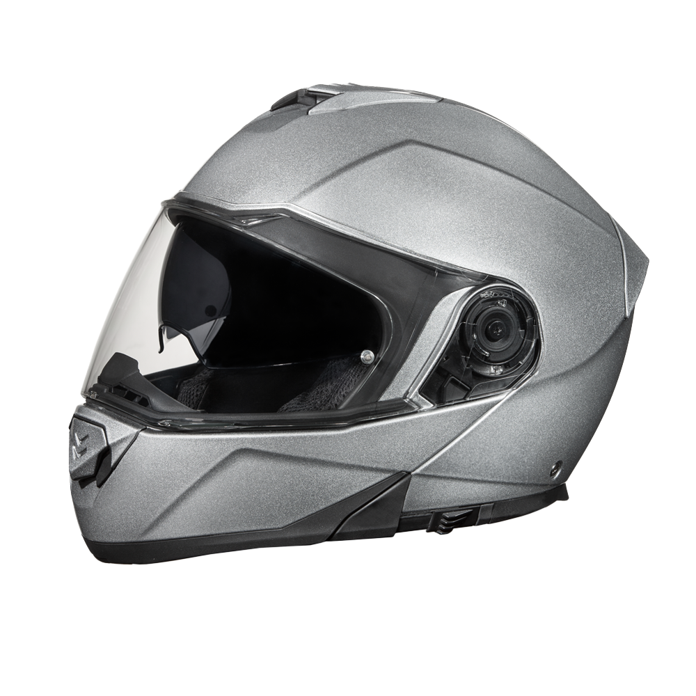 Daytona Glide Modular Motorcycle Helmet - DOT Approved, Bluetooth Ready, Dual Visor, Men/Women/Youth- Silver Metallic