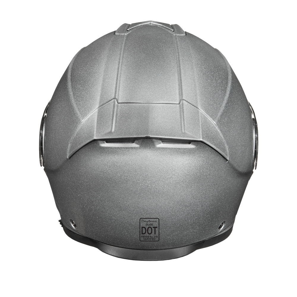 Daytona Glide Modular Motorcycle Helmet - DOT Approved, Bluetooth Ready, Dual Visor, Men/Women/Youth- Silver Metallic