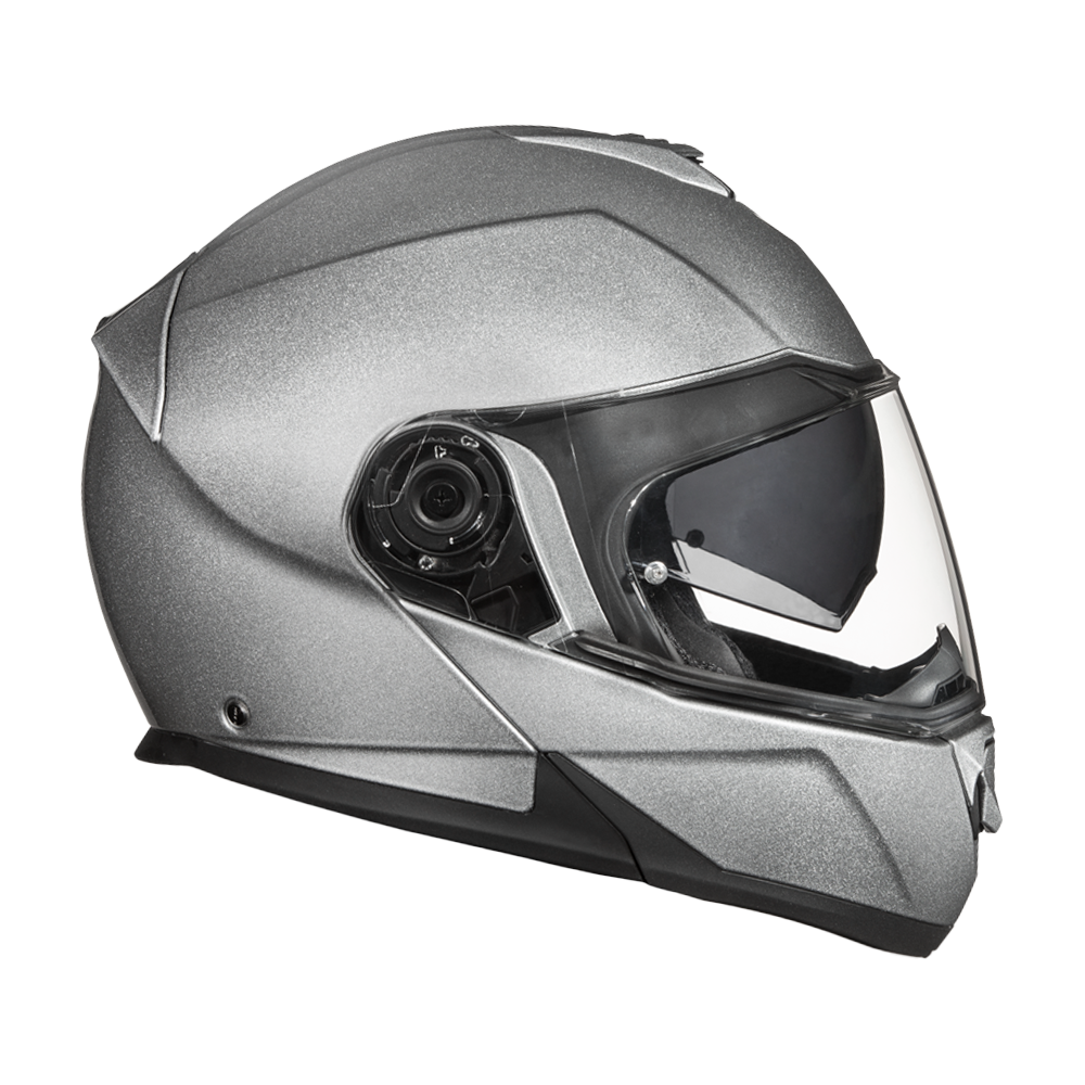 Daytona Glide Modular Motorcycle Helmet - DOT Approved, Bluetooth Ready, Dual Visor, Men/Women/Youth- Silver Metallic