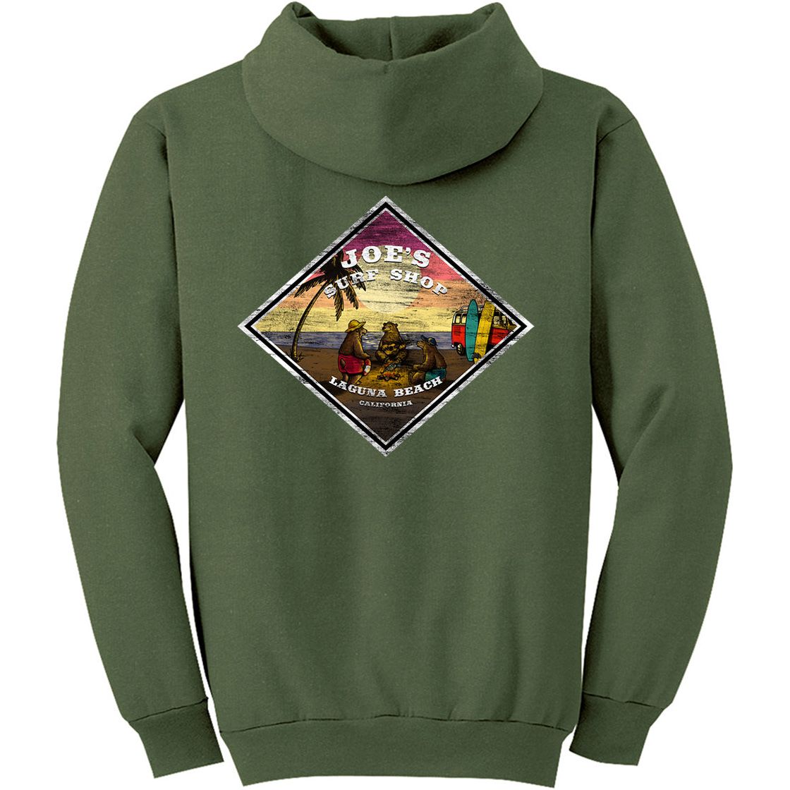 Joe's Surf Shop Three Bears on the Beach Pullover Surf Hoodie