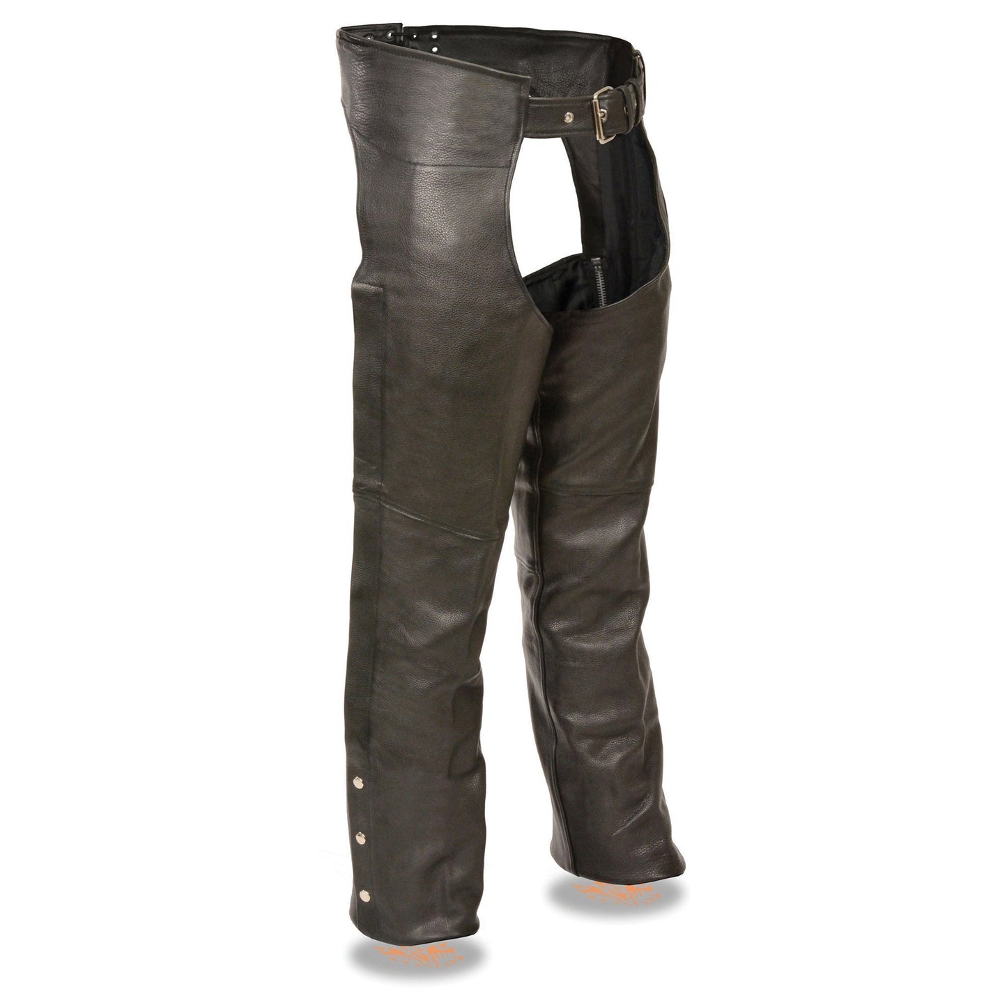 Milwaukee Leather Chaps for Men's Black Naked Soft Leather Fully Lined - Front Coin Pocket Motorcycle Chap - ML1115