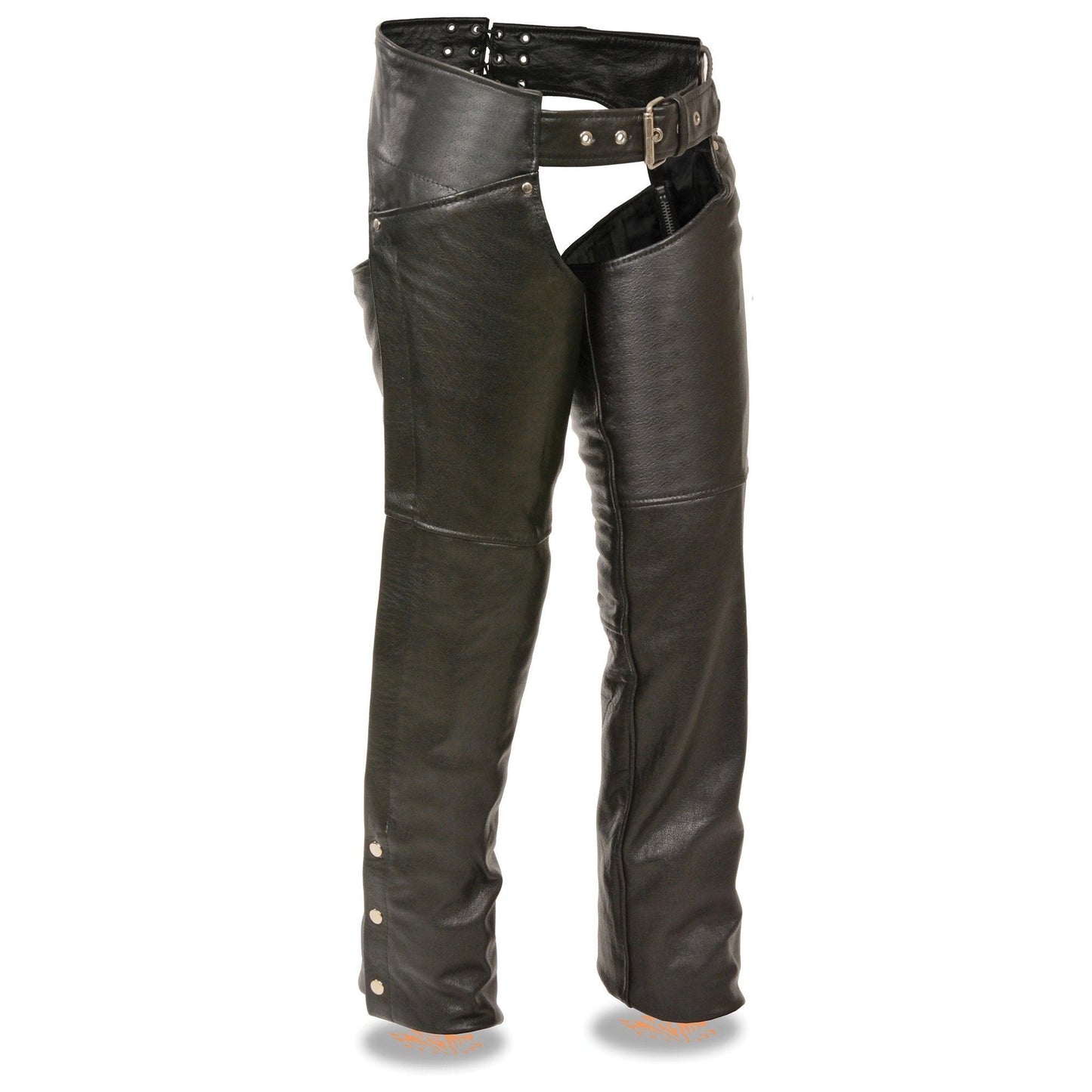 Milwaukee Leather Chaps for Women Black Naked Skin - Deep Hip Pockets and Back Thigh Laces Motorcycle Chap - ML1173