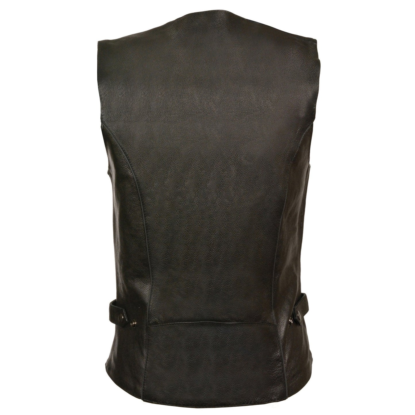 Milwaukee Leather ML1296 Women's Black Leather Side Lace Motorcycle Rider Vest- Reflective Piping and Black Skulls