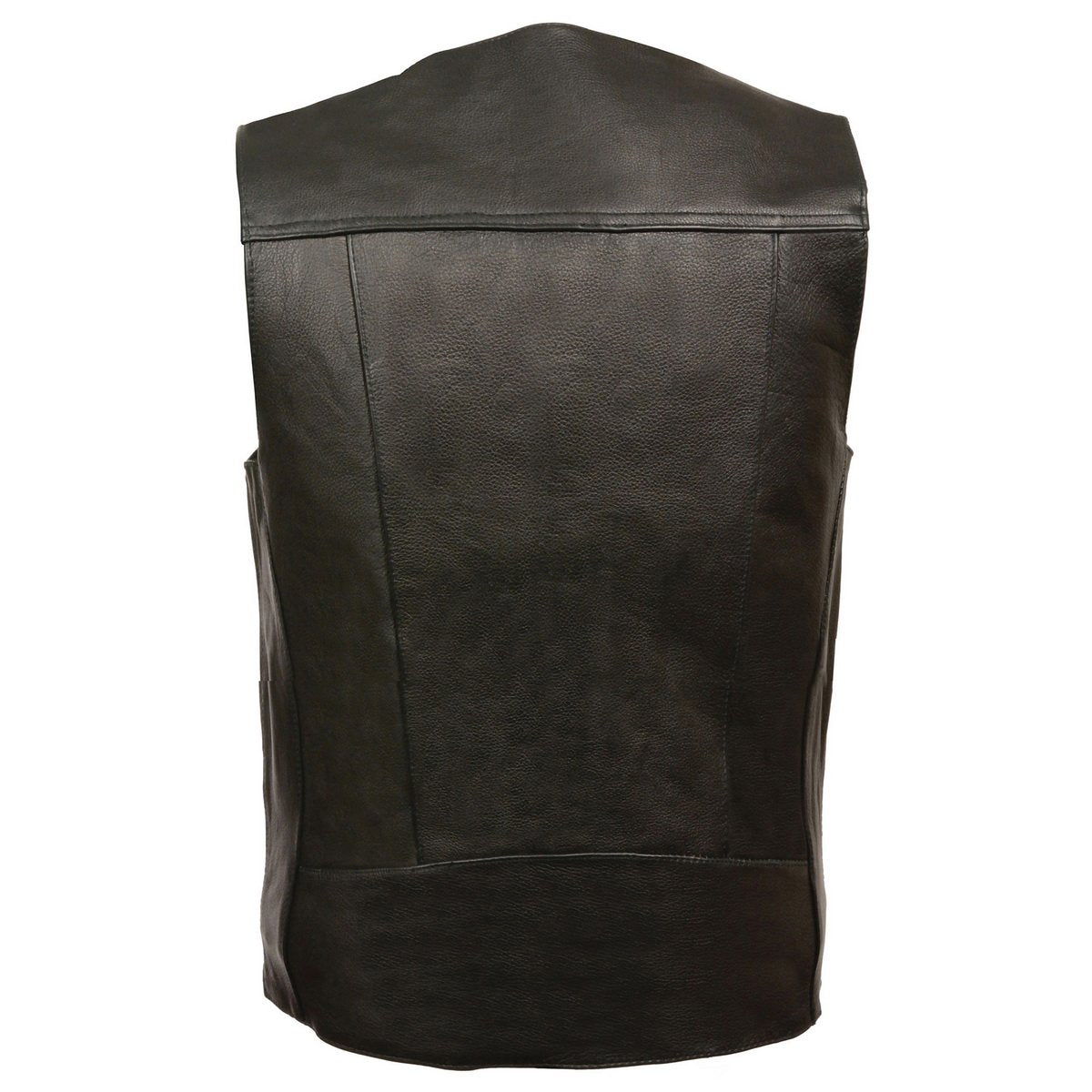 Milwaukee Leather ML1368 Men's Black Naked Leather V-Neck Motorcycle Rider Vest w/ Buffalo Nickel Snaps Closure