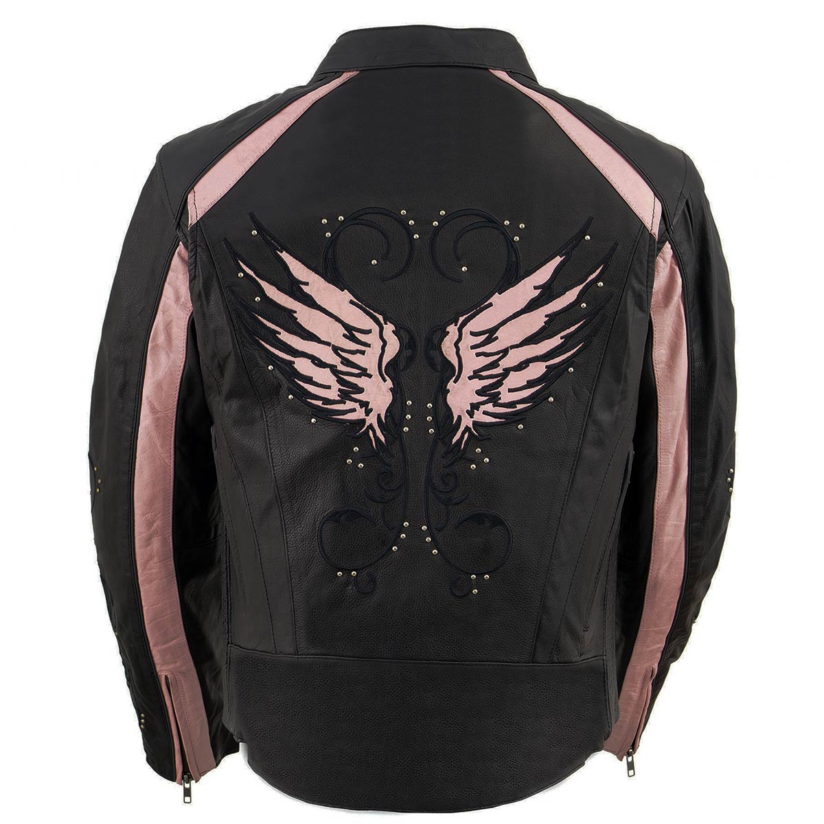 Milwaukee Leather X1952 Women's Black and Pink Embroidered and Stud Design Jacket