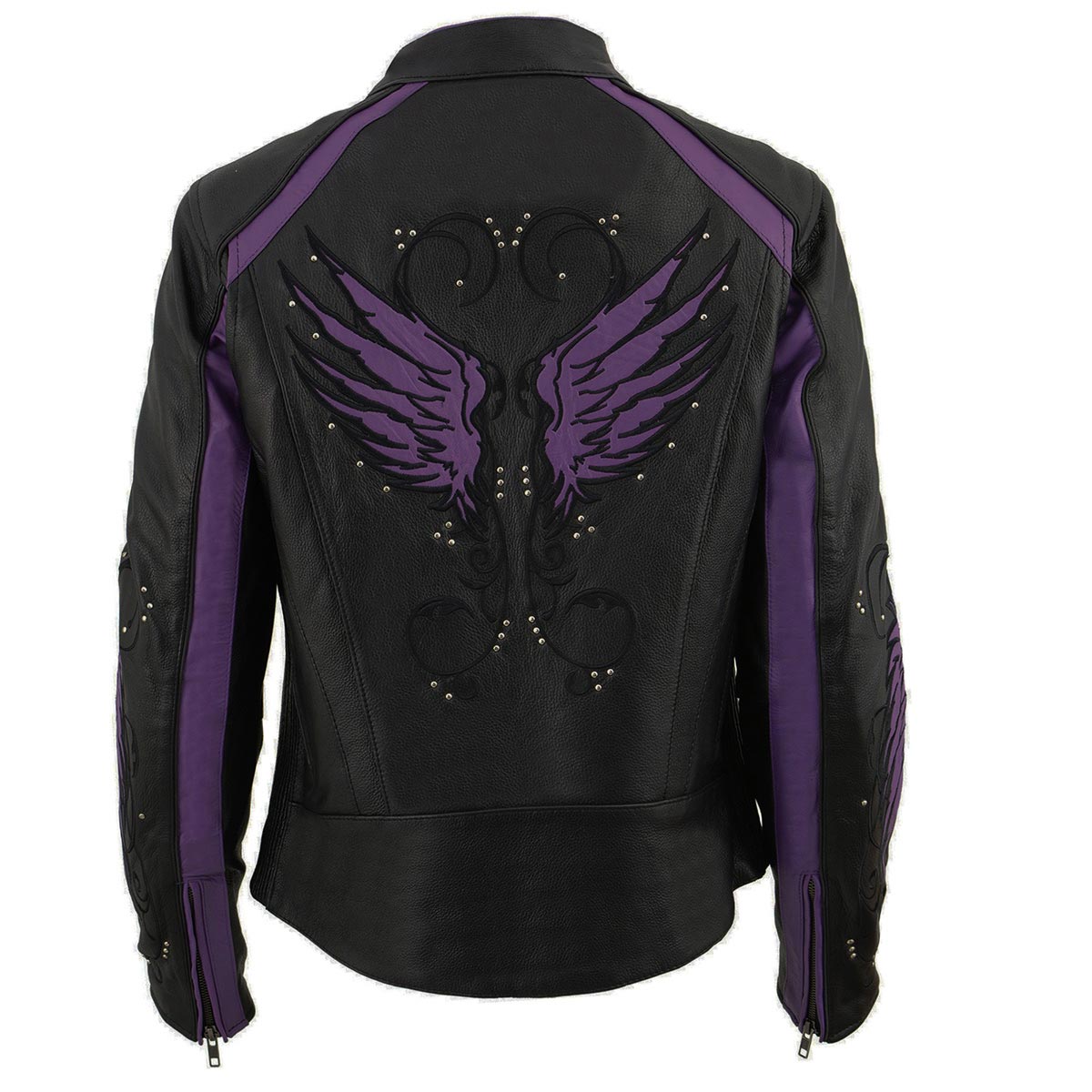 Milwaukee Leather ML1952 Women's Black and Purple Embroidered and Stud Design Scooter Jacket