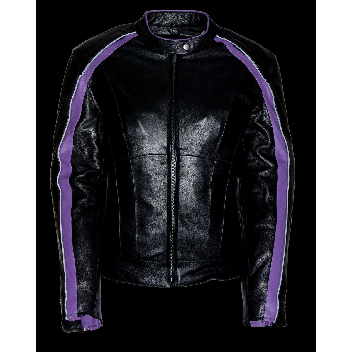 Milwaukee Leather ML1952 Women's Black and Purple Embroidered and Stud Design Scooter Jacket