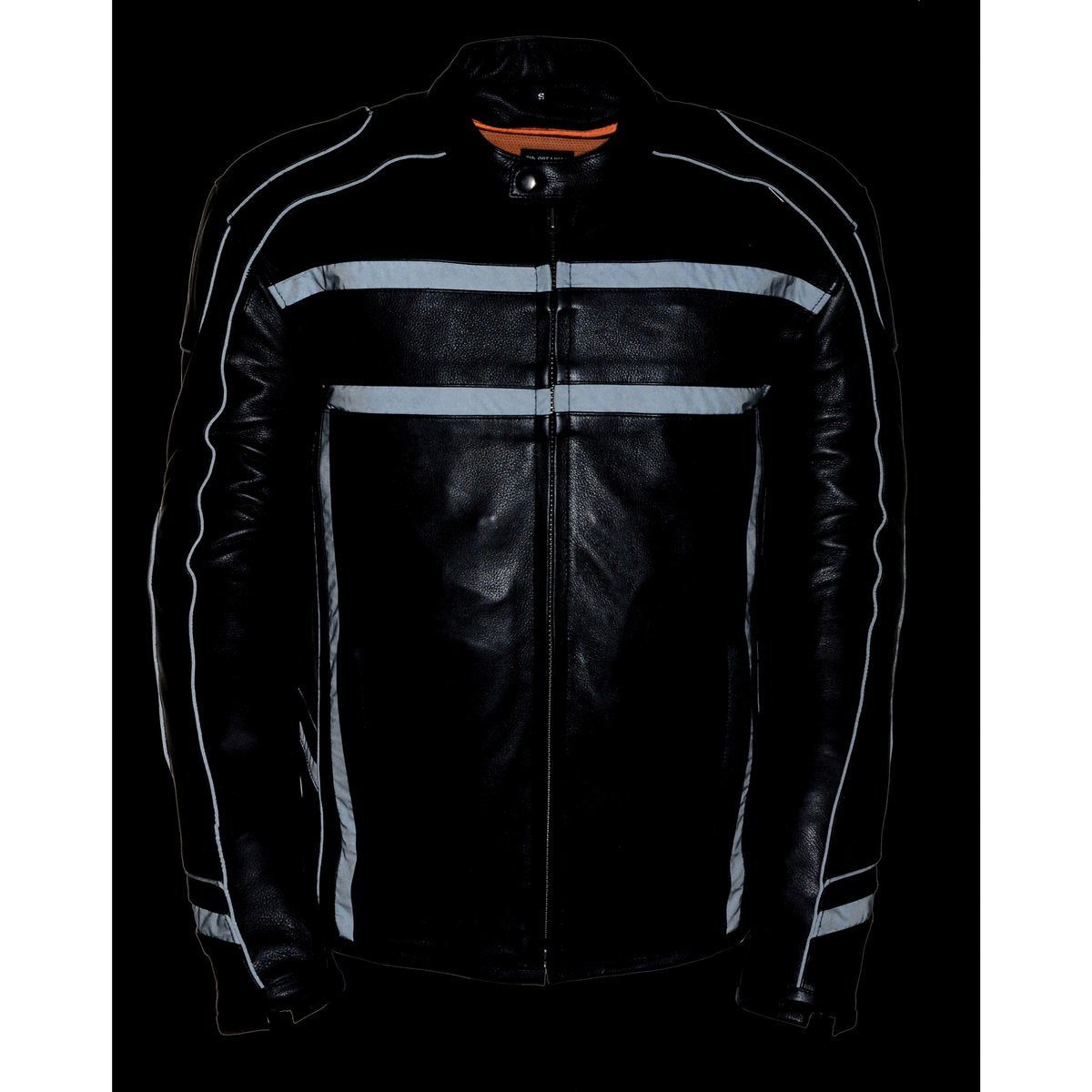 Milwaukee Leather ML2083 Men's Black Vented Reflective Leather Jacket