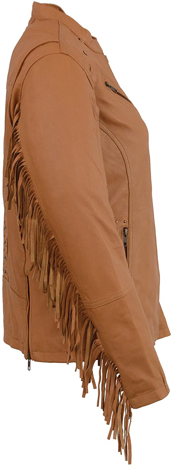 Milwaukee Leather MLL2566 Ladies ‘Fringed Racer’ Lightweight Saddle Leather Jacket