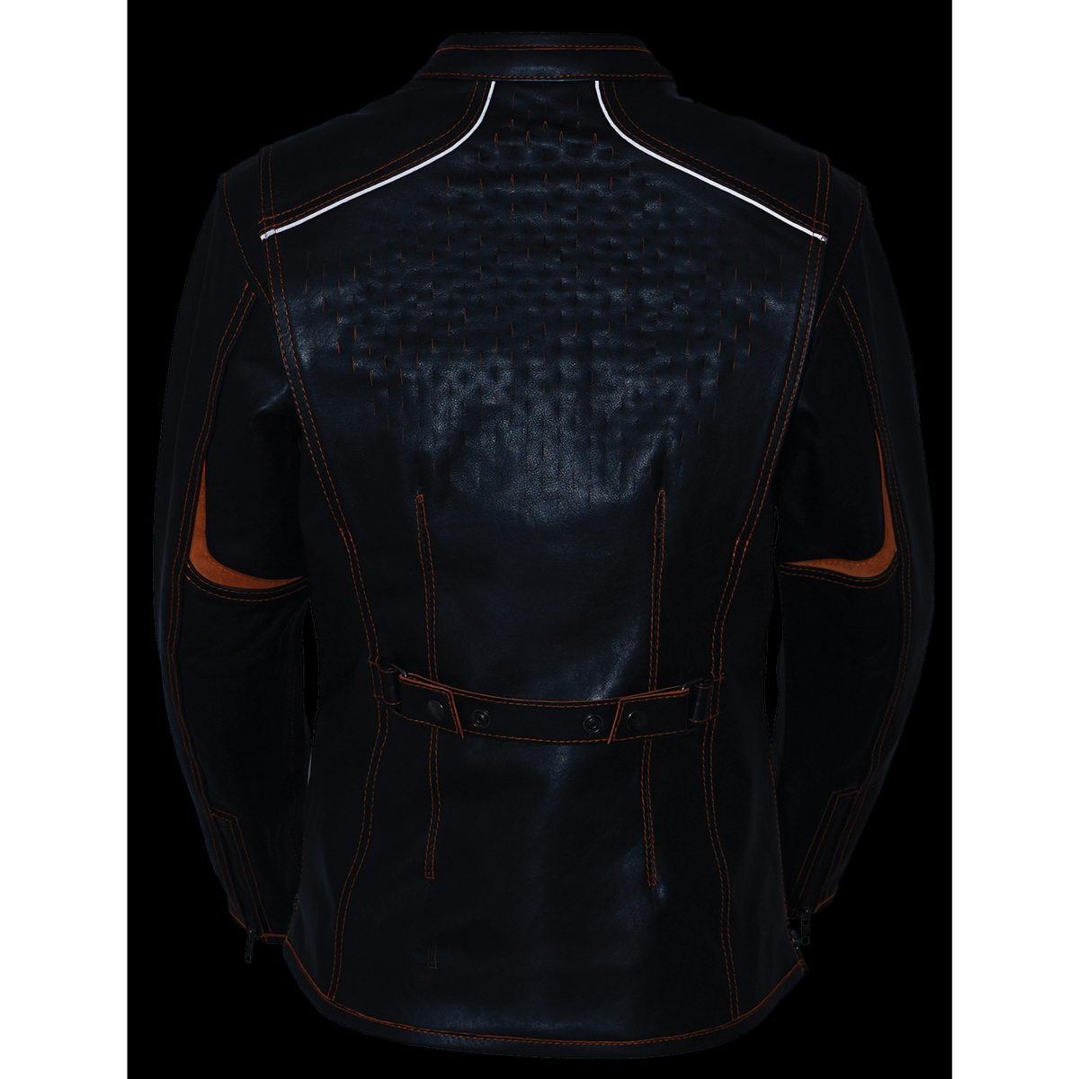 Milwaukee Leather MLL2502 Women's 'Laser Cut' Distressed Black and Grey Scuba Style Racer Jacket