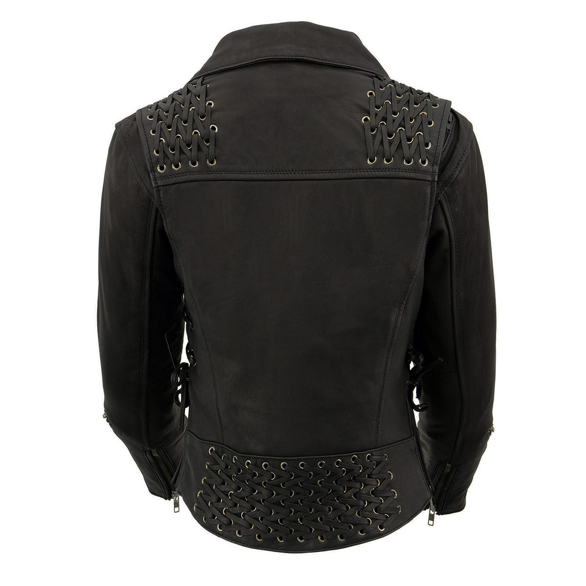 Milwaukee Leather MLL2525 Women's Black Leather Lightweight Lace to Lace Jacket