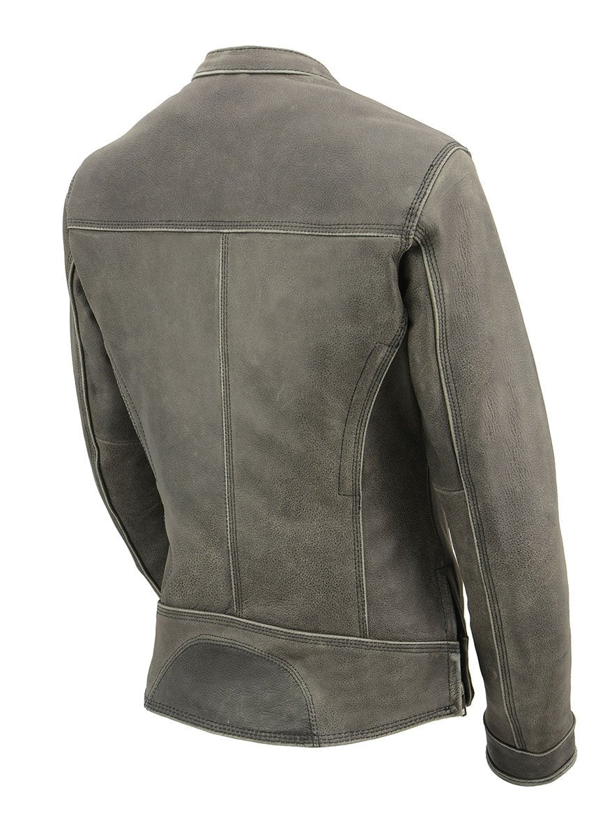 Milwaukee Leather MLL2550 Women's ‘Scooter ‘Distressed Grey Leather Motorcycle Riding Vented Jacket