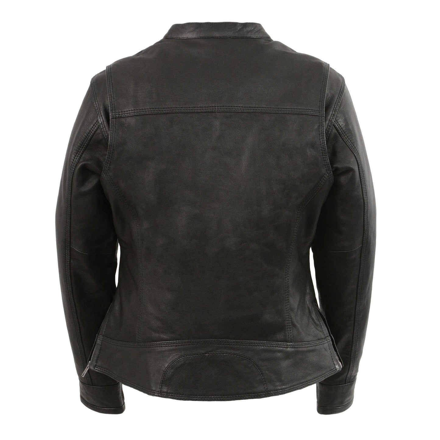 Milwaukee Leather MLL2551 Women's Scooter Black Leather Vented Lightweight Triple Stitch Motorcycle Jacket