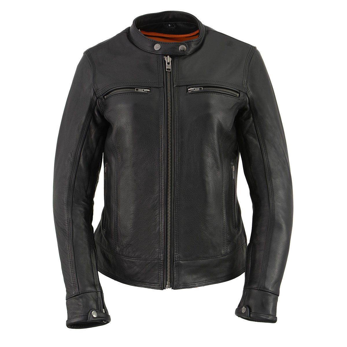 Milwaukee Leather MLL2552 Women's Black 'Cool-Tec' Leather Scooter Triple Stitch Jacket