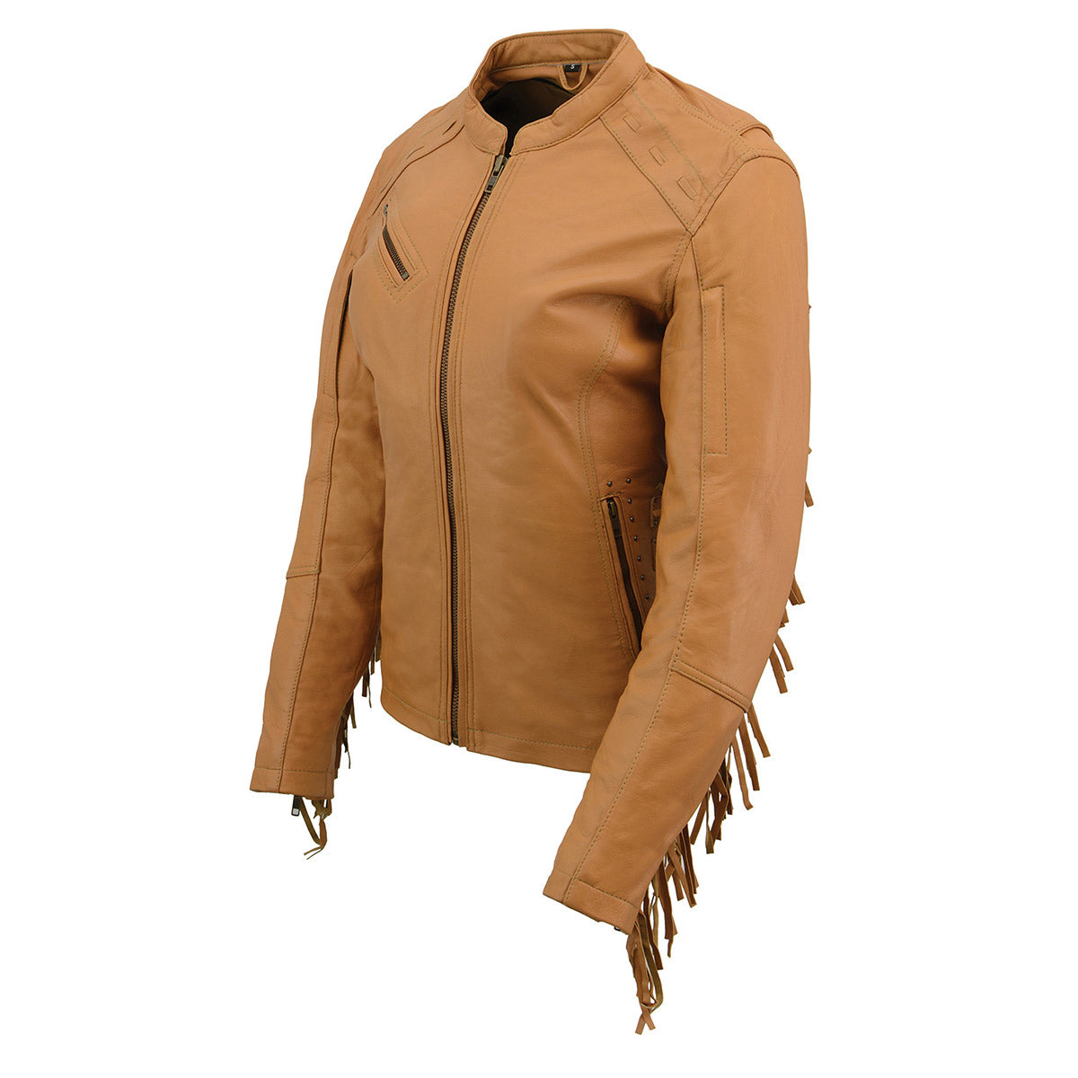 Milwaukee Leather MLL2566 Ladies ‘Fringed Racer’ Lightweight Saddle Leather Jacket