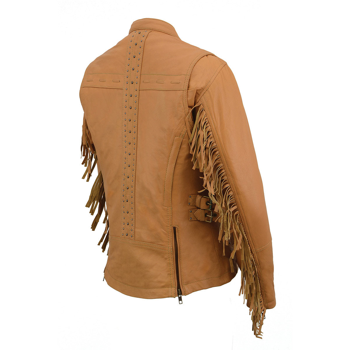 Milwaukee Leather MLL2566 Ladies ‘Fringed Racer’ Lightweight Saddle Leather Jacket