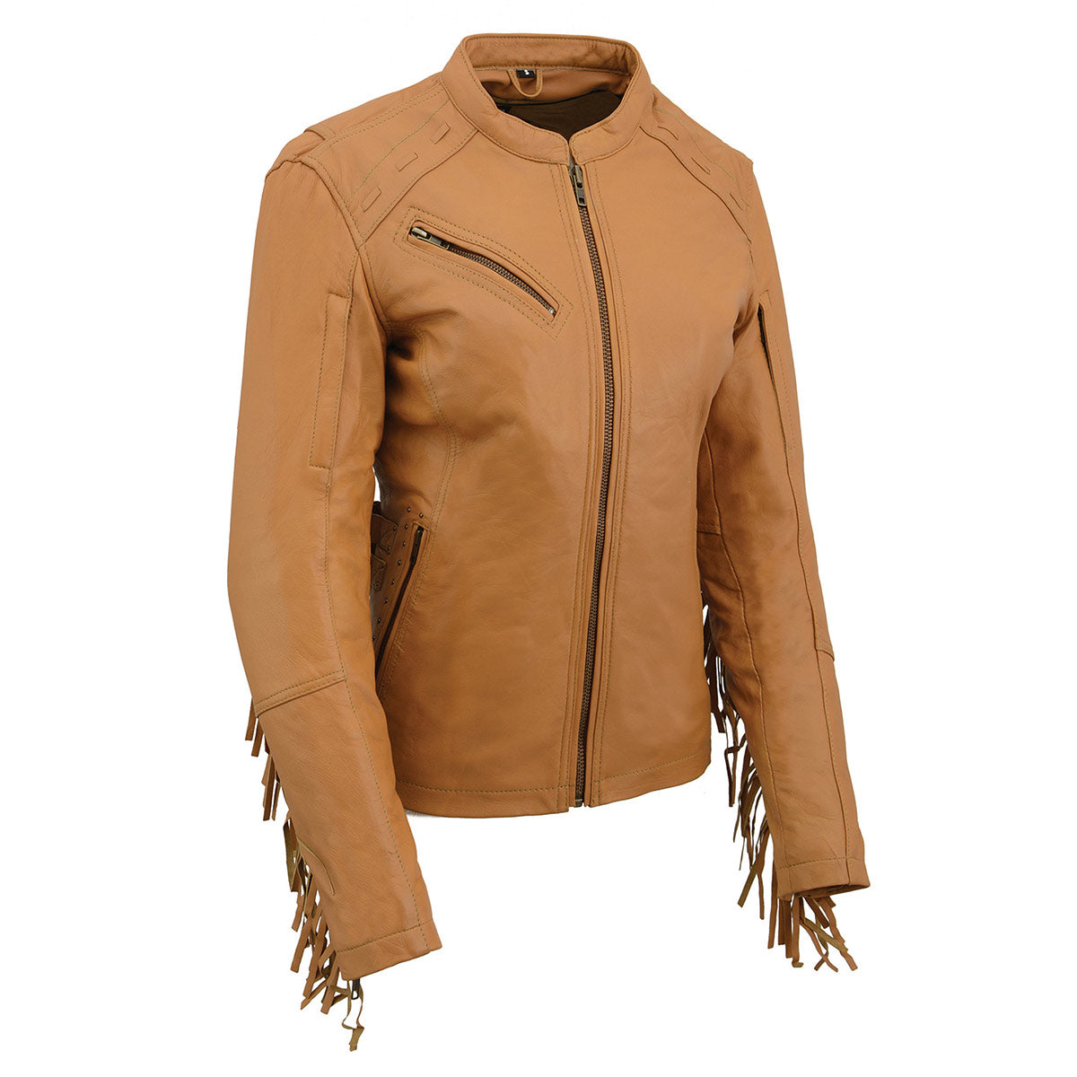 Milwaukee Leather MLL2566 Ladies ‘Fringed Racer’ Lightweight Saddle Leather Jacket