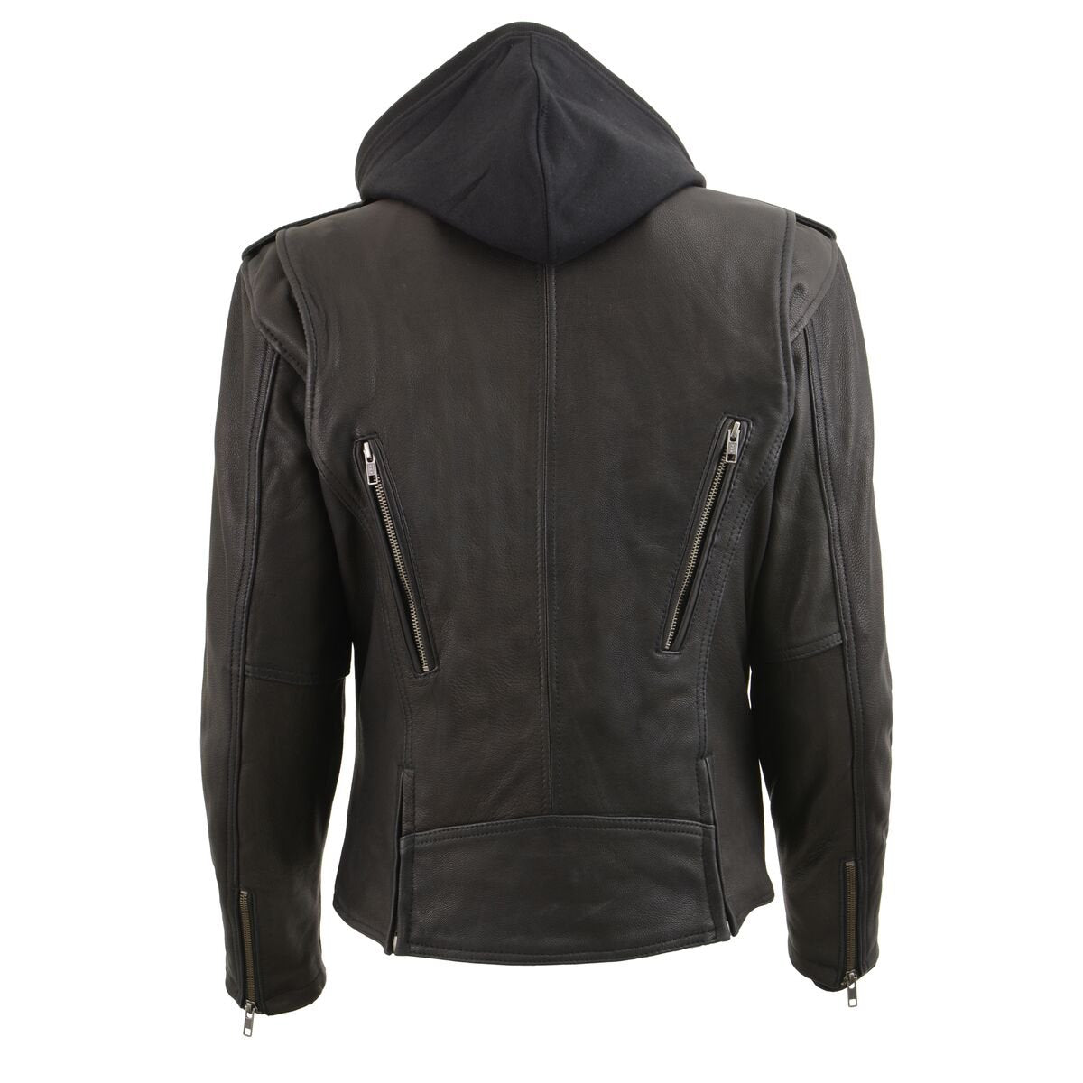 Milwaukee Leather MLL2575 Women's Black Leather Vented Motorcycle Jacket w/ Removable Hoodie