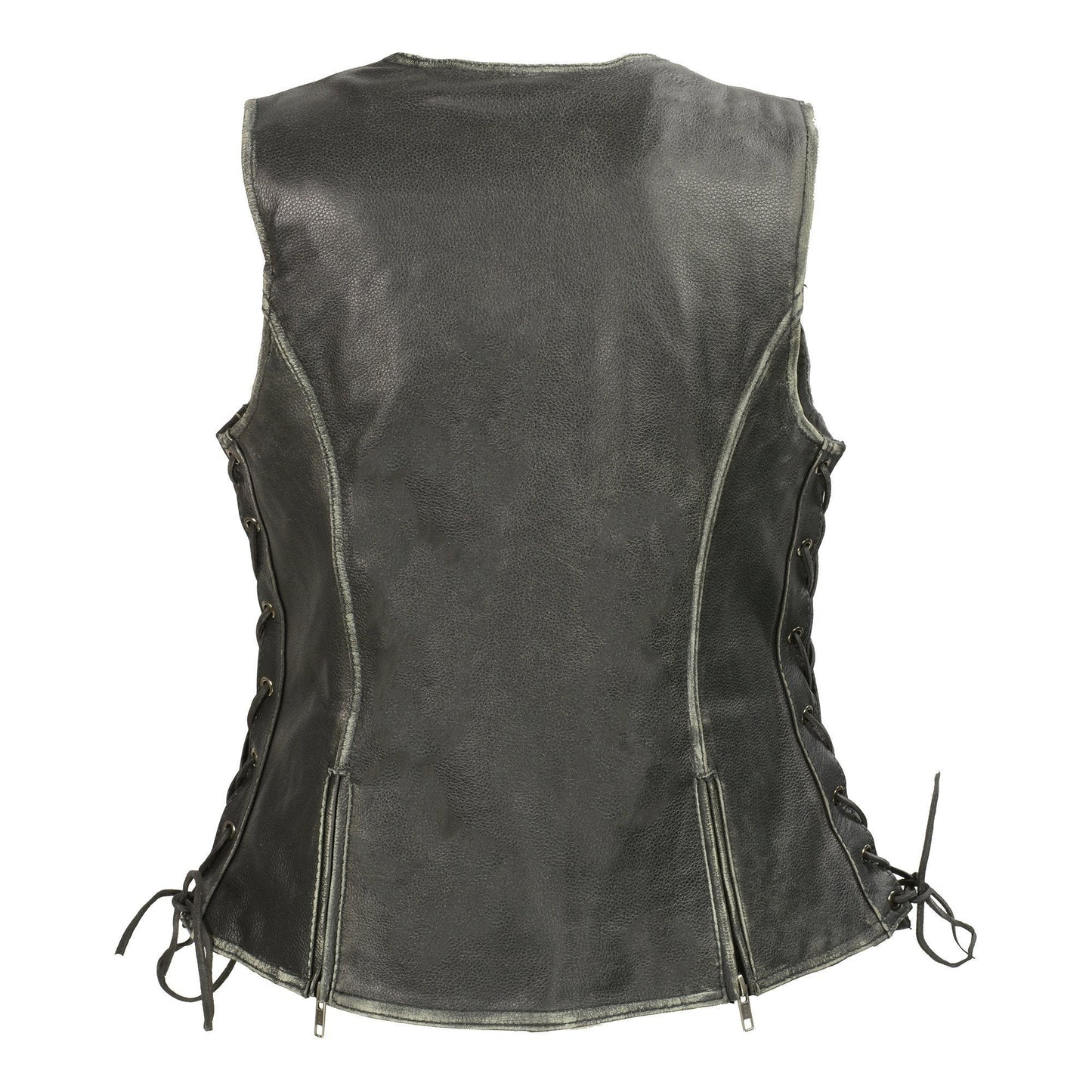 Milwaukee Leather MLL4517 Women's Black Leather Vest with Front Zipper Closure