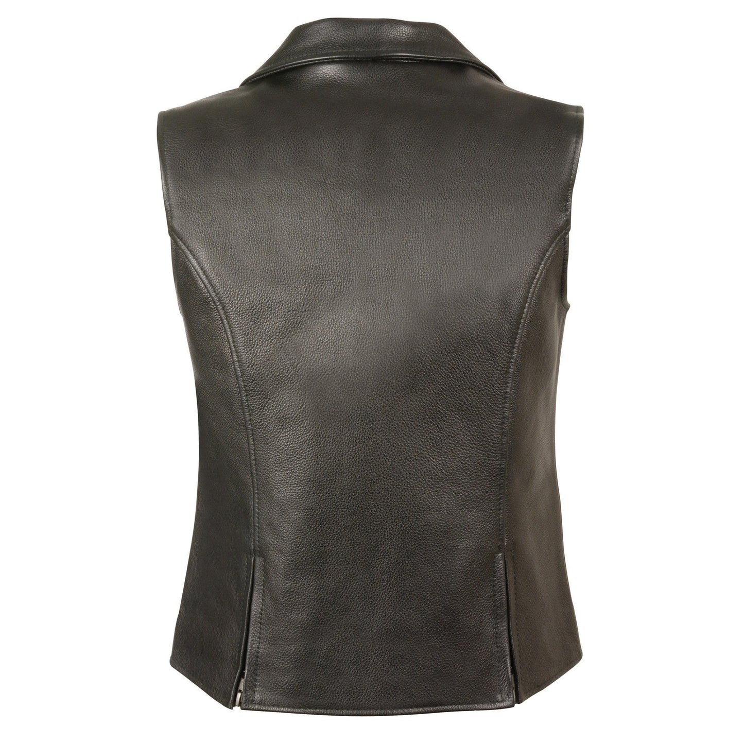 Milwaukee Leather MLL4521 Ladies Black Long Leather Vest with MC Lapel Collar