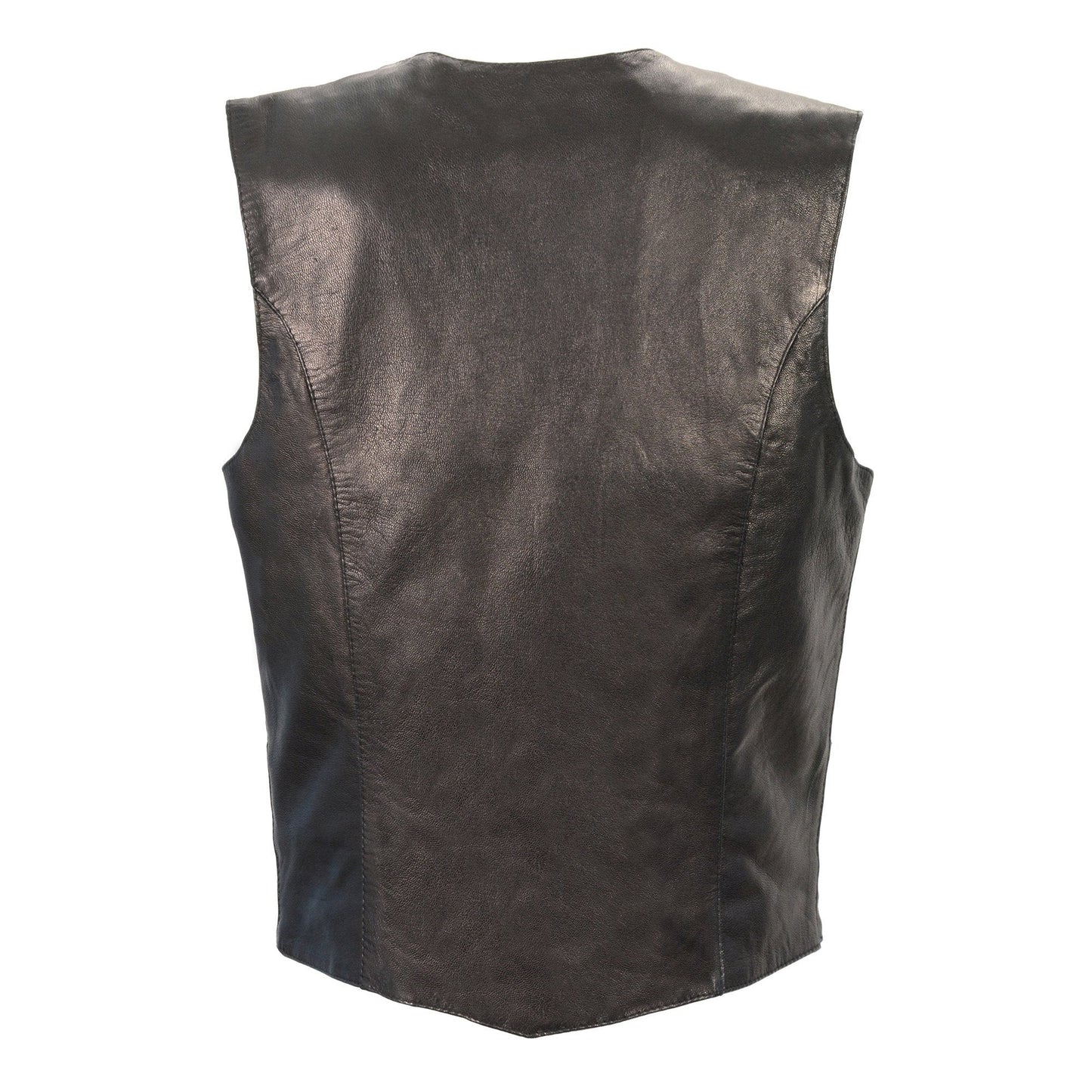 Milwaukee Leather MLL4545 Women's Black Naked Leather Lightweight Classic 4-Snap V-Neck Motorcycle Rider Vest