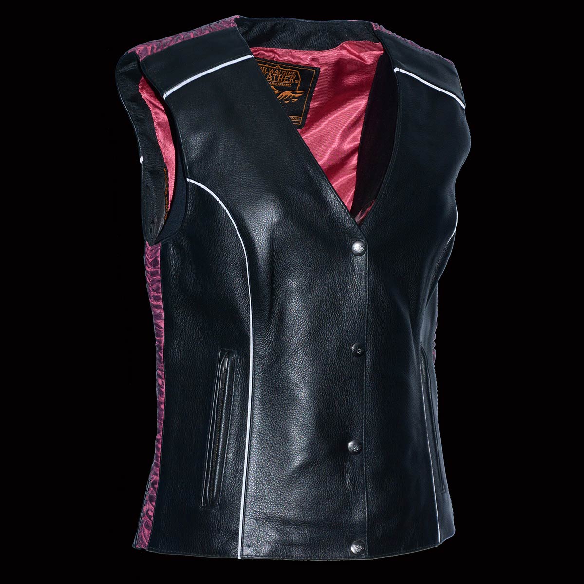 Milwaukee Leather MLL4570 Ladies Black and Purple 'Studded Phoenix' Leather Vest