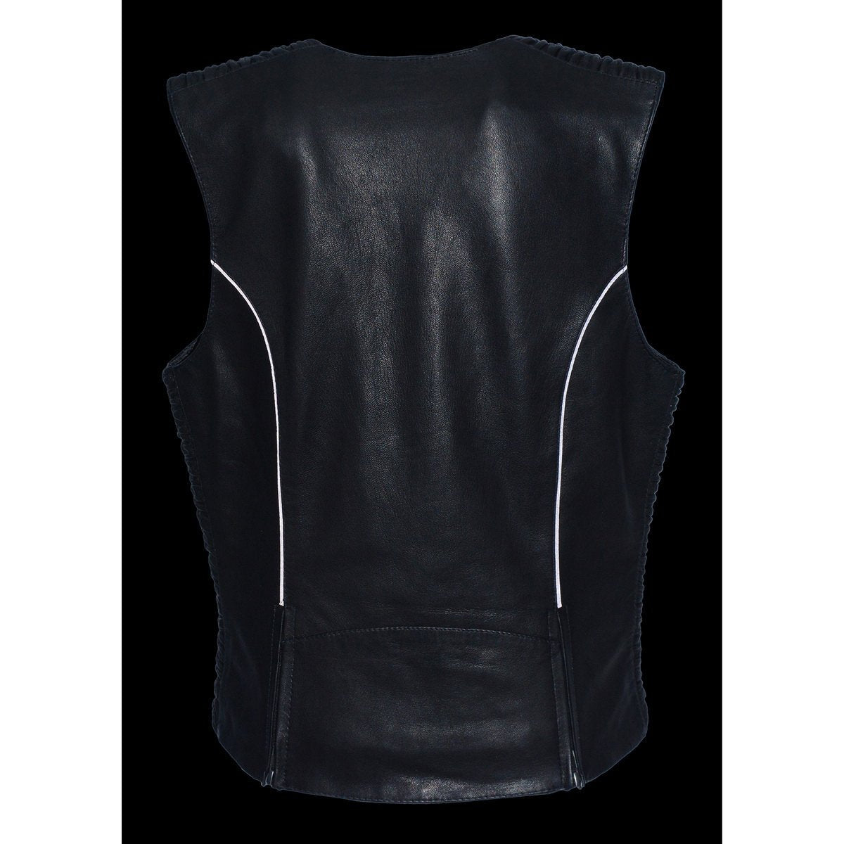 Milwaukee Leather MLL4571 Women's Black Lightweight Motorcycle Leather Vest w/ Crinkled Leather Design