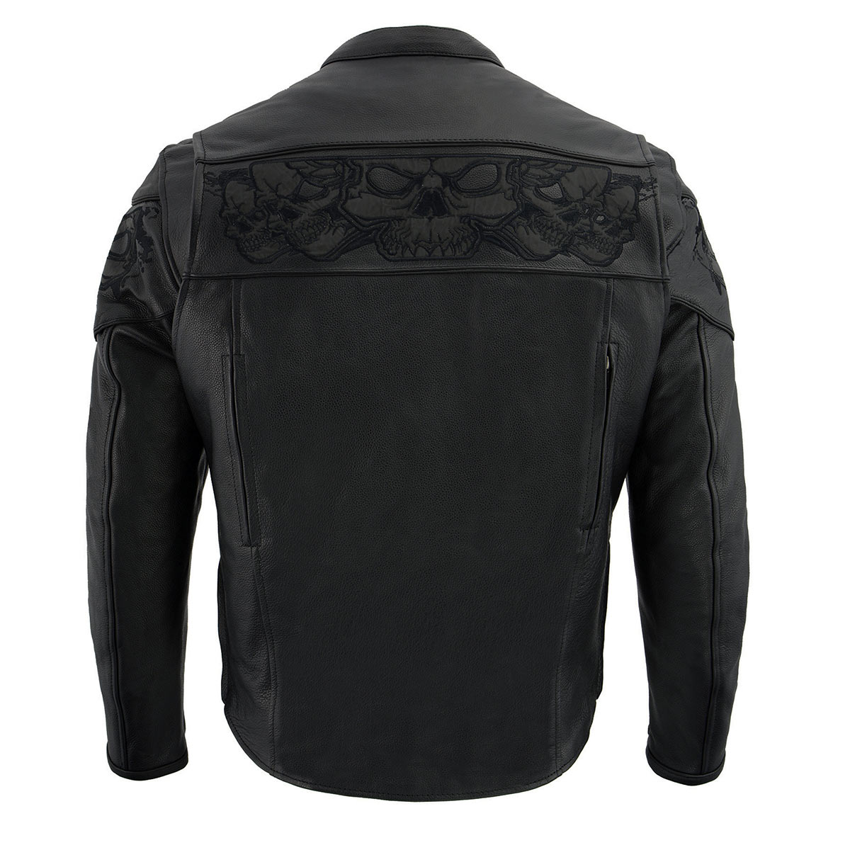 Milwaukee Leather MLM1500 Men's Crossover Black Leather Scooter Jacket with Reflective Skulls