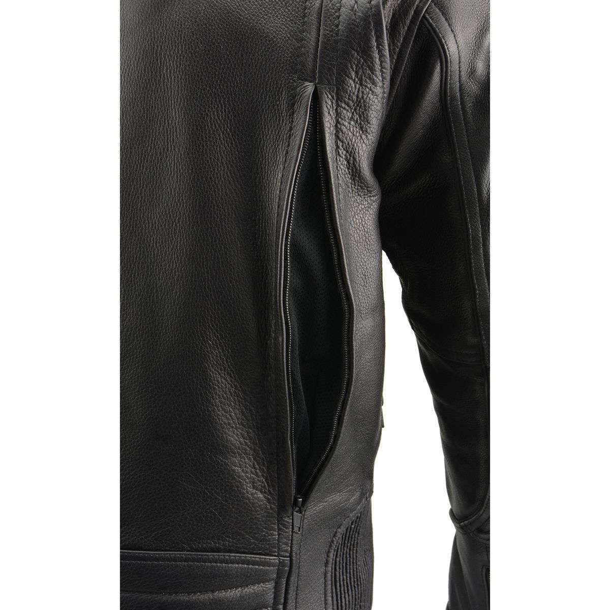 Milwaukee Leather MLM1502 Men's Black 'Cool-Tec' Vented Leather Scooter Jacket