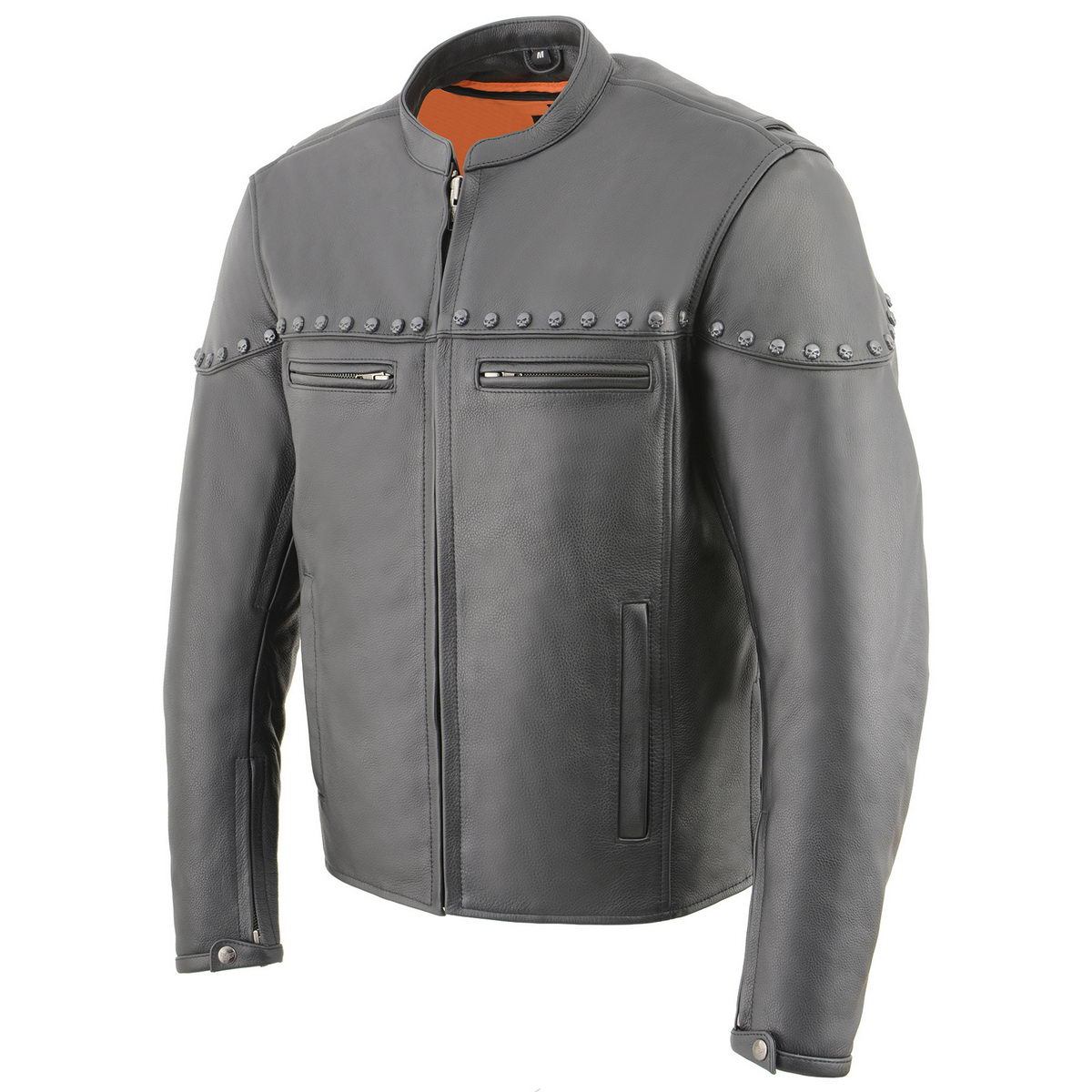 Milwaukee Leather MLM1504 Men's Black ‘The Skelly Racer’ Premium Moto Leather Jacket