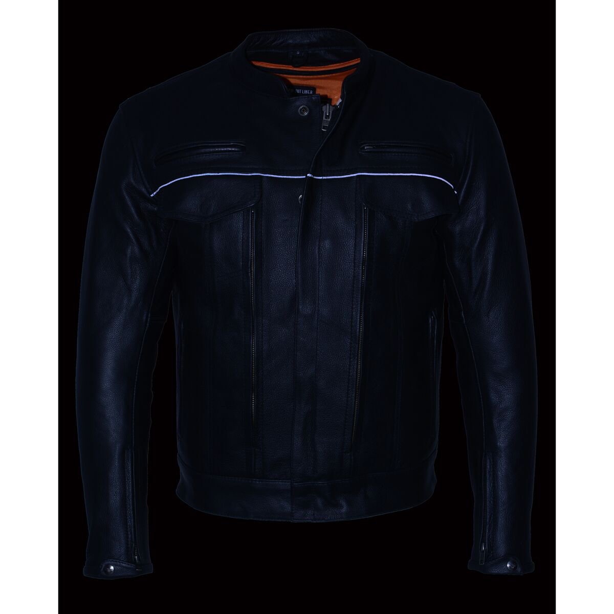 Milwaukee Leather MLM1506 Men's 'Cool-Tec' Black Real Leather Scooter Style Motorcycle Jacket with Utility Pockets