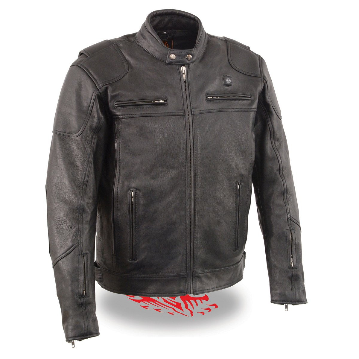 Milwaukee Leather Heated Jacket for Men's Black Cowhide Leather - Motorcycle Vented Jacket for All Seasons MLM1513