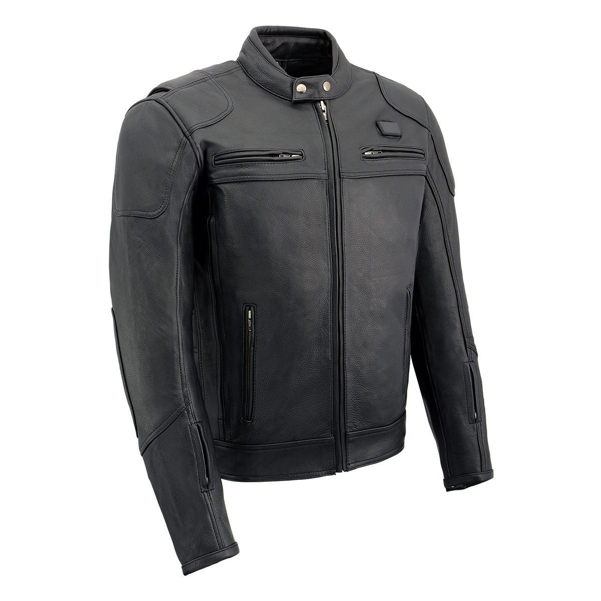 Milwaukee Leather Heated Jacket for Men's Black Cowhide Leather Motorcycle Vented Jacket for All Seasons MLM1513SET